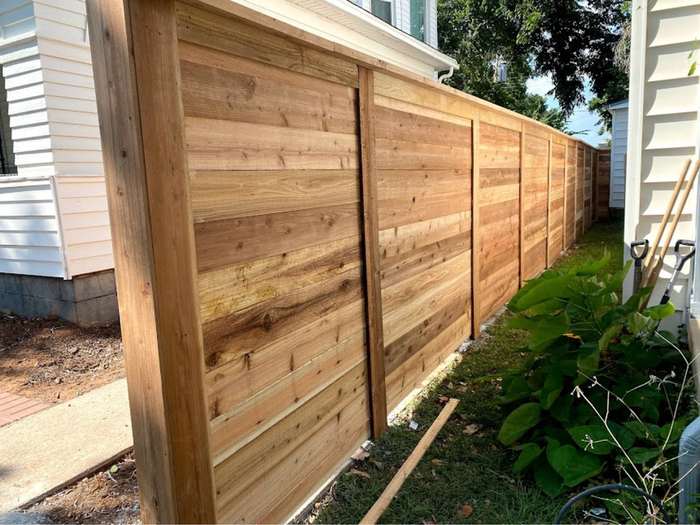 Horizontal cedar fence