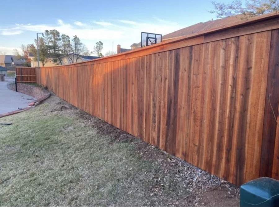 Stained cedar privacy fence