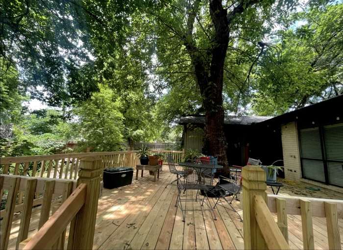 Wood deck with railings
